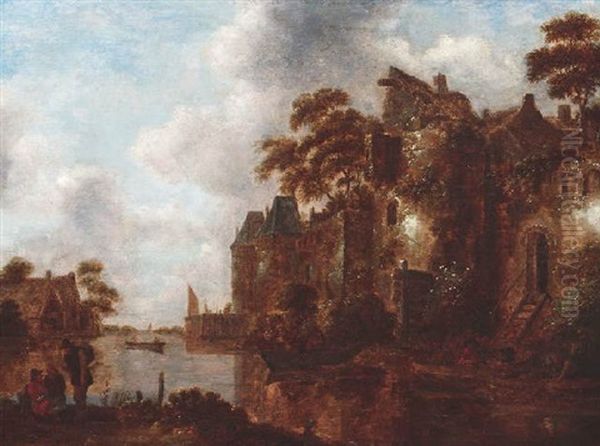 Fluslandschaft Mit Stadtbefestigung Oil Painting by Nicolaes Molenaer