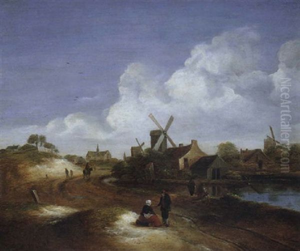 Landschaft Mit Windmuhlen Oil Painting by Nicolaes Molenaer