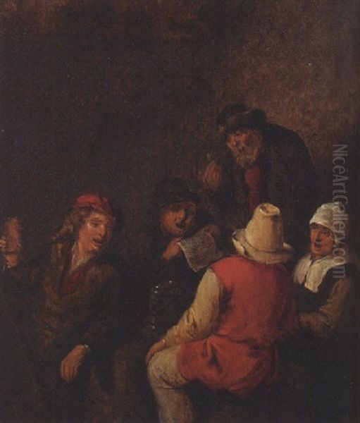 Boors Merrymaking In An Inn Oil Painting by Nicolaes Molenaer