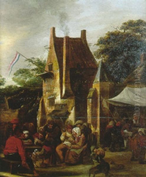 Le Repas Devant L'auberge Oil Painting by Nicolaes Molenaer