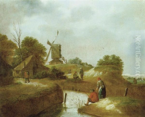 Windmuhle In Einer Landschaft Oil Painting by Nicolaes Molenaer