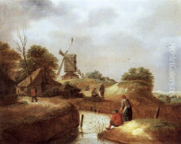 Windmuhle In Einer Landschaft Oil Painting by Nicolaes Molenaer