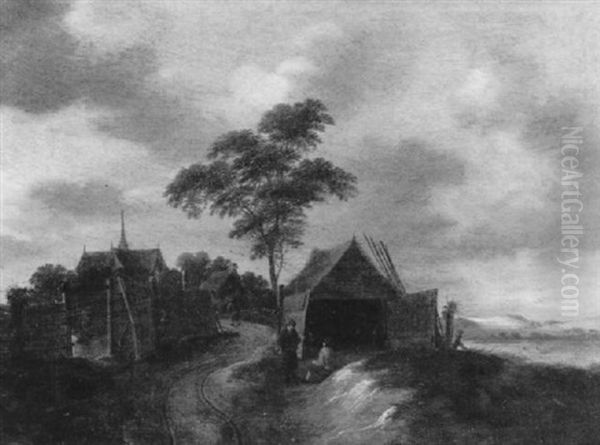 Dorfstrase Mit Bauern Oil Painting by Nicolaes Molenaer