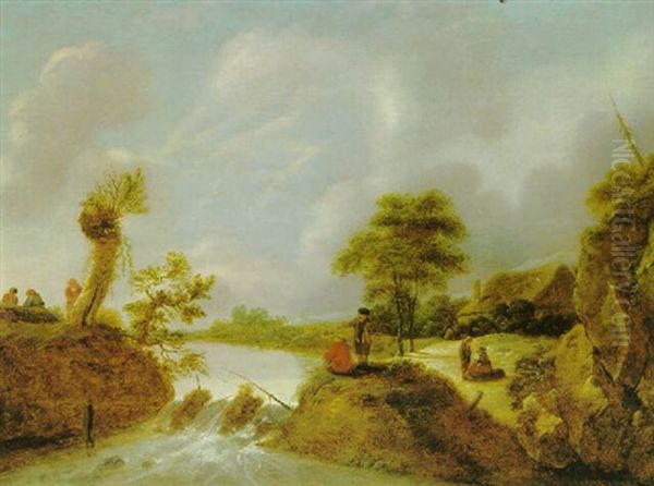 Fluslandschaft Mit Rastenden by Nicolaes Molenaer