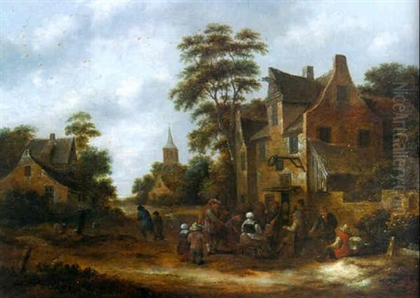 Boors With A Fortune Teller Outside A Village Inn Oil Painting by Nicolaes Molenaer