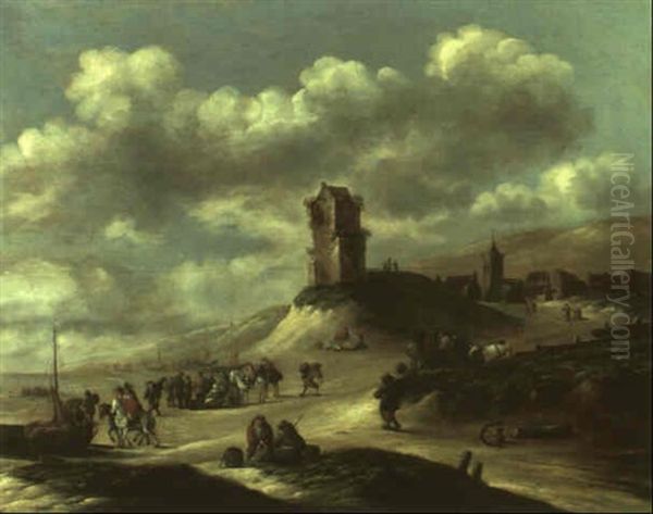 Reges Treiben Am Strand Oil Painting by Nicolaes Molenaer