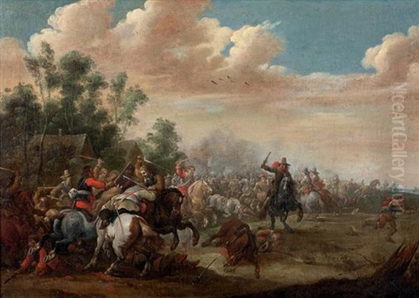 Scene De Bataille Oil Painting by Pieter Molenaer