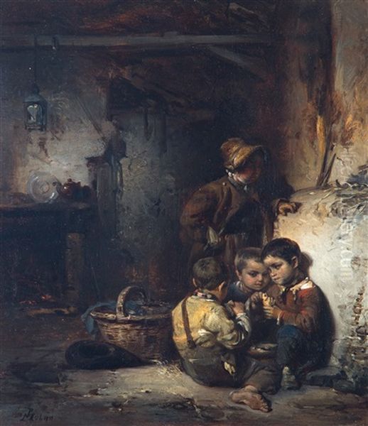 Jongens Spelend In De Deel Oil Painting by Petrus Marius Molijn