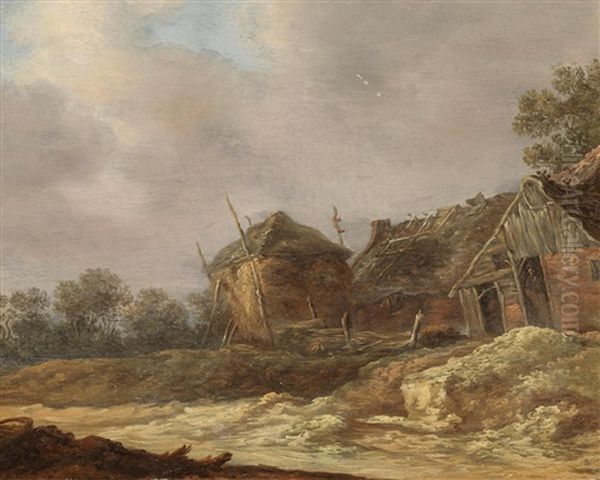 A Dune Landscape With Cottages Oil Painting by Pieter De Molijn