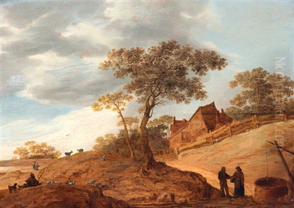 Heuvellandschap Met Herders En Vee Oil Painting by Pieter De Molijn