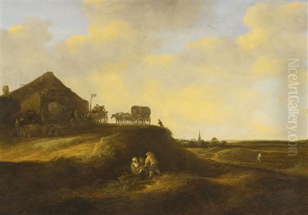 A Dune Landscape With Resting Figures Oil Painting by Pieter De Molijn