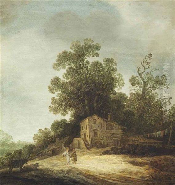 A Wooded Landscape With Tobias And The Angel Before A Cottage Oil Painting by Pieter De Molijn