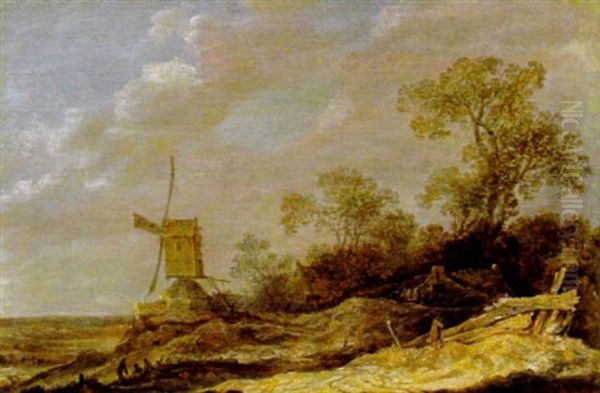 Hollandische Dunenlandschaft Mit Windmuhlen Oil Painting by Pieter De Molijn