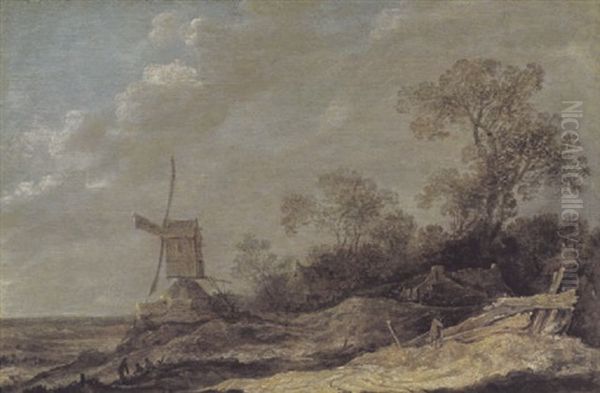 Hollandische Dunenlandschaft Mit Windmuhle Oil Painting by Pieter De Molijn