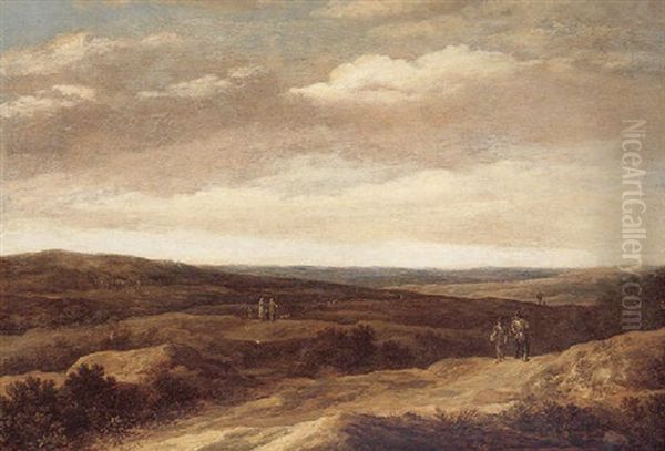 An Extensive Landscape With Travellers by Pieter De Molijn