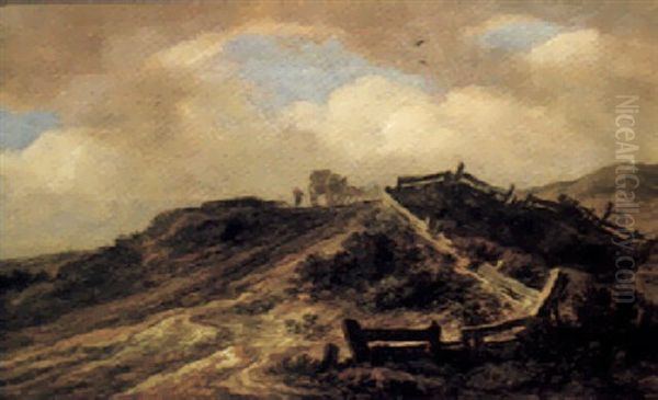 Hilly Landscape With Travellers Oil Painting by Pieter De Molijn