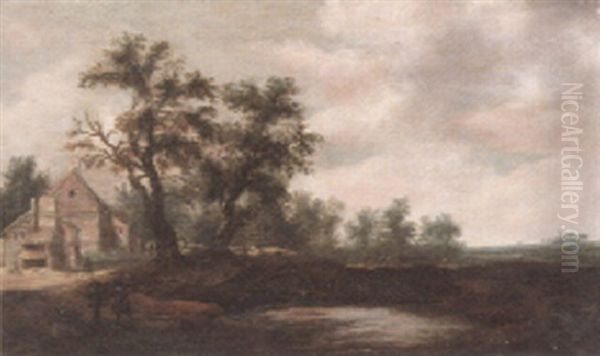 A Dune Landscape With Huntsman By A Pond Oil Painting by Pieter De Molijn