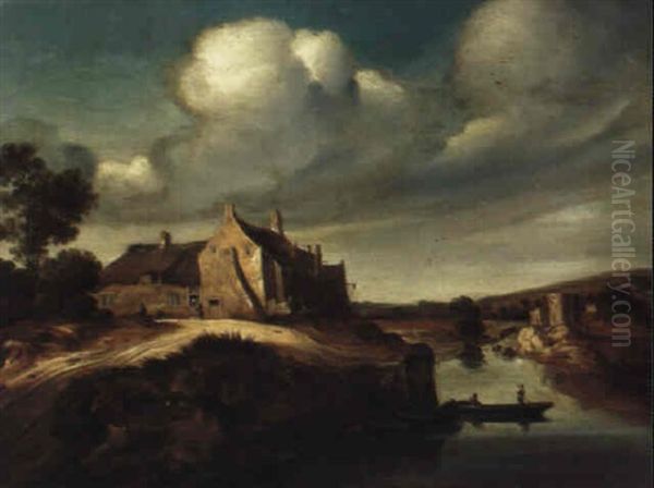 Hollandische Kanallandschaft Oil Painting by Pieter De Molijn