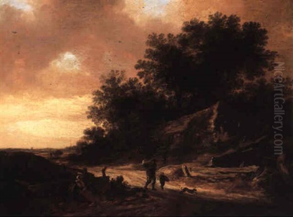 Landscape With A Country Road By A Cottage Oil Painting by Pieter De Molijn