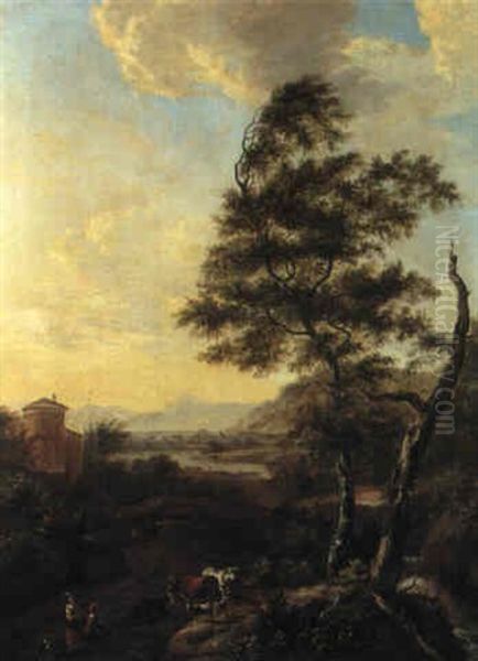 Hilly Landscape With Peasants Oil Painting by Pieter De Molijn