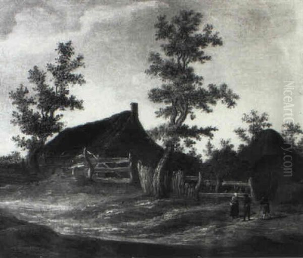 Bauernhaus In Einer Dunenlandschaft Oil Painting by Pieter De Molijn