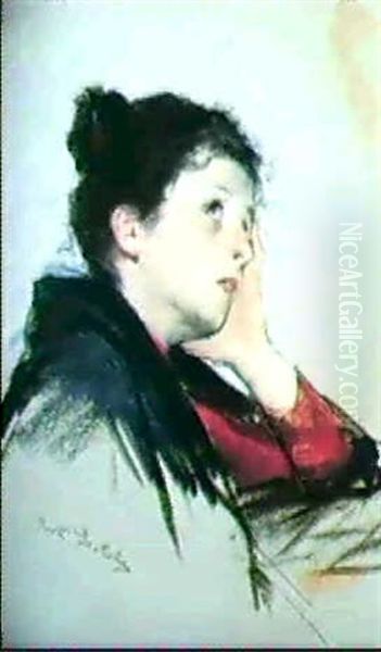 Ritratto Femminile Oil Painting by Oreste Da Molin