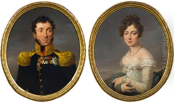 Portrats Von General Pjotr Sergeewitsch Uschakow Und Seiner Gemahlin Maria (pair) Oil Painting by Alexander Molinari