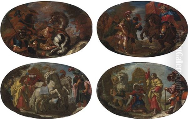 The Conversion Of Saint Paul And The Preaching Of Saint Augustine Of Hippo: Four Paintings Oil Painting by Antonio Molinari