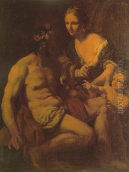 Bacchus And Ariadne With Cupid Oil Painting by Antonio Molinari