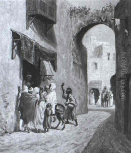 Street Scene In Morocco Oil Painting by Andres Molinary