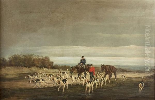 Les Chasseurs Oil Painting by Auguste De Molins