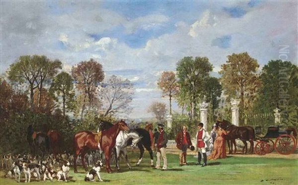 Before The Hunt Oil Painting by Auguste De Molins