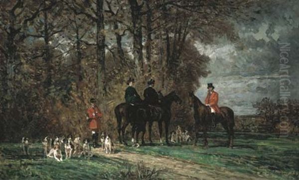 Chasse A Courre Oil Painting by Auguste De Molins