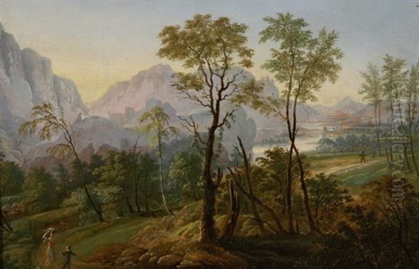 Flusstal Bei Morgendammerung Oil Painting by Martin von Molitor