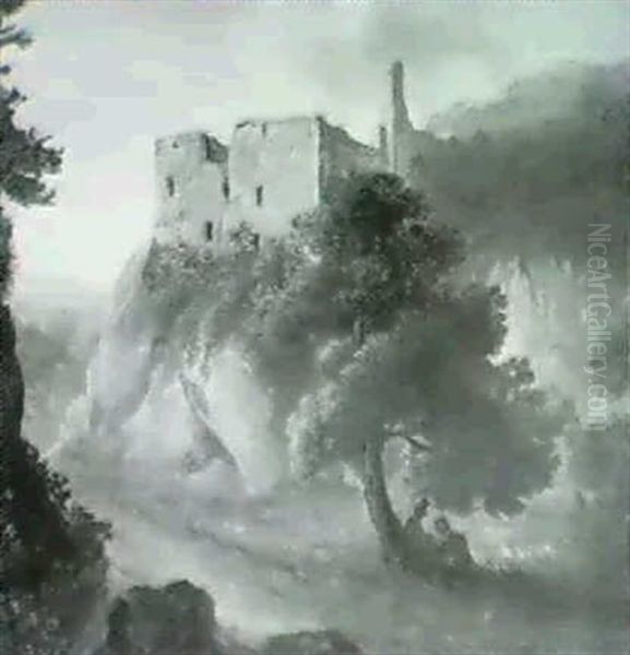 Burgruine Oil Painting by Martin von Molitor