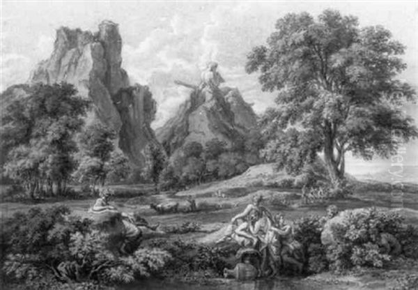 Ideale Landschaft Mit Mythologischen Figuren Oil Painting by Martin von Molitor