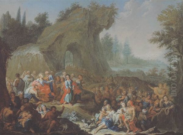 Die Speisung Der Zehntausend Oil Painting by Josef Adam Ritter von Moelk