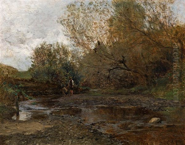 Landscape With Creek Oil Painting by Carl Moll