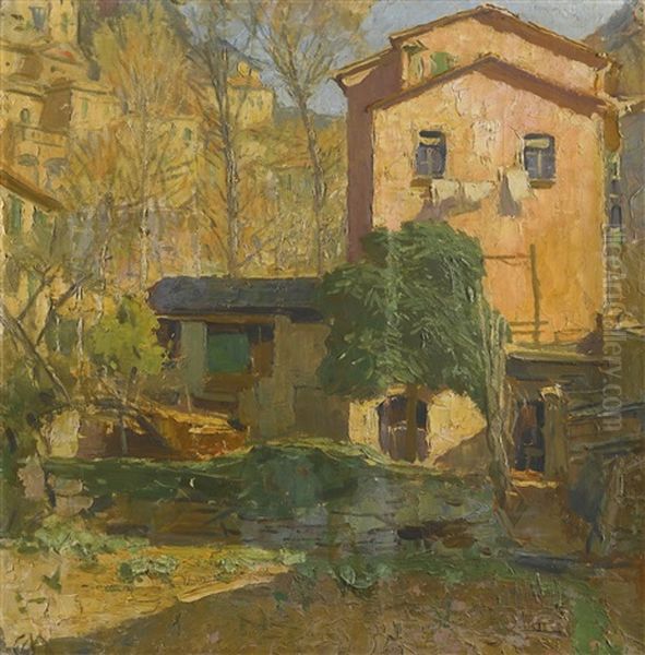 Landscape In Southern France Oil Painting by Carl Moll