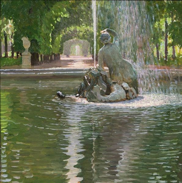 Najadenbrunnen In Schonbrunn Ii Oil Painting by Carl Moll