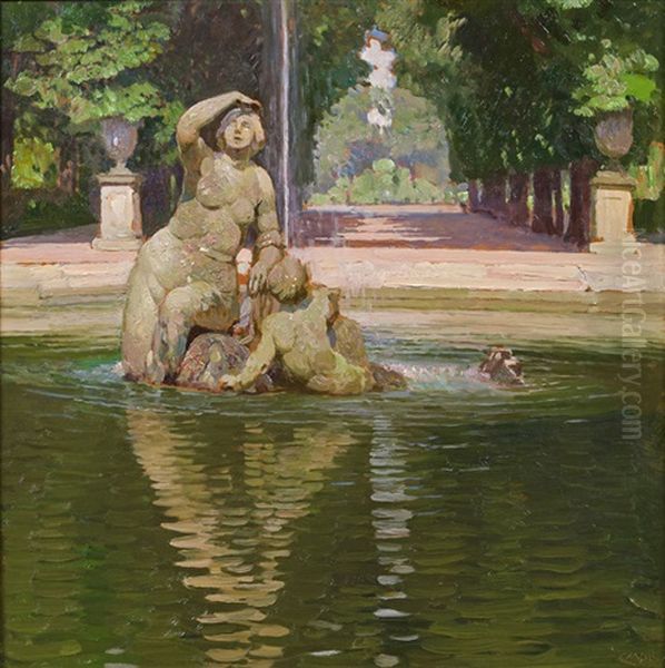 Najadenbrunnen In Schonbrunn I Oil Painting by Carl Moll