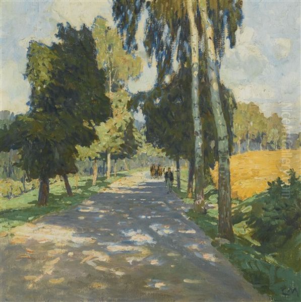 Baumallee In Bruntal (tree Lined Road In Bruntal) Oil Painting by Carl Moll