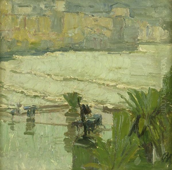 Regen In Rapallo Oil Painting by Carl Moll