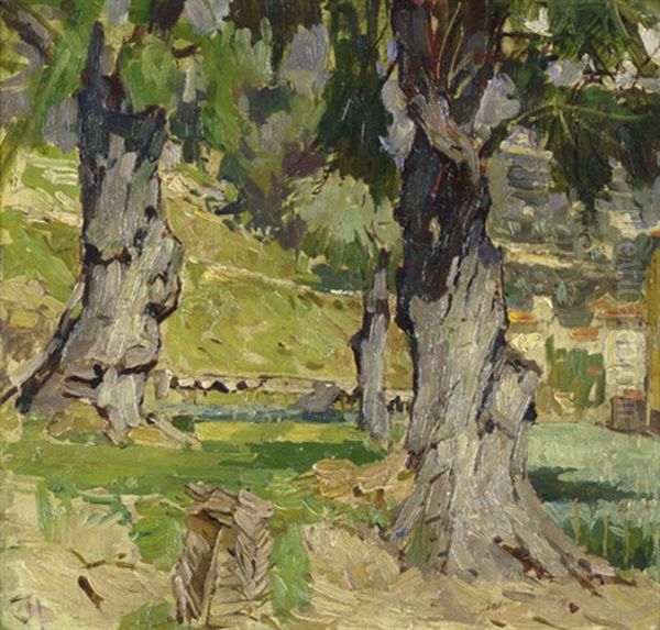 Landschaft Mit Baumen Oil Painting by Carl Moll