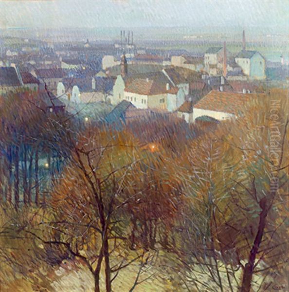 Blick Auf Nusdorf Und Heiligenstadt In Der Dammerung Oil Painting by Carl Moll