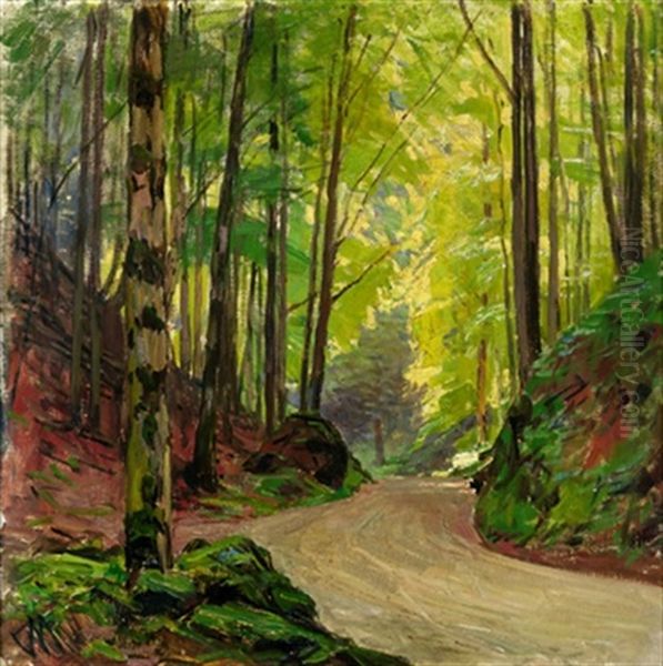 Waldweg, Kreuzberg (oberhalb Reichenau An Der Rax) Oil Painting by Carl Moll