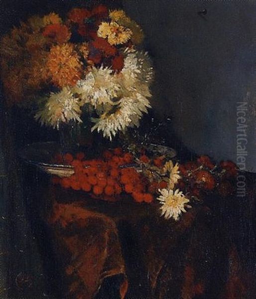 Blumenstillleben Oil Painting by Carl Moll