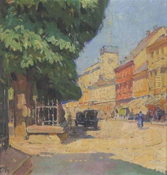 Platz Mit Grosem Baum Oil Painting by Carl Moll