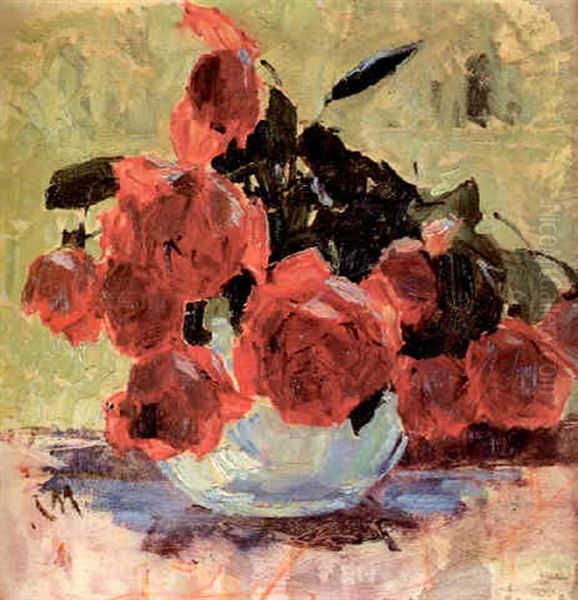 Rosen Oil Painting by Carl Moll