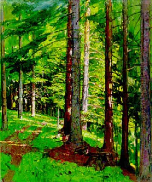 Im Nadelwald Oil Painting by Carl Moll